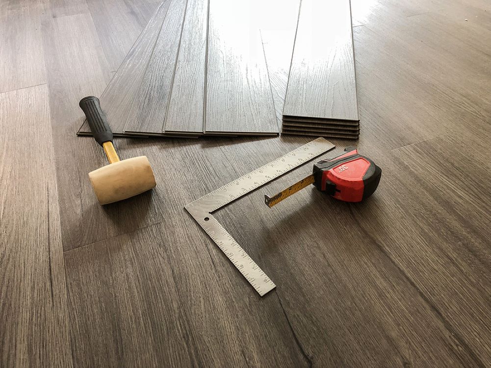 Hardwood closeup with tools. 