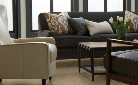 Beige Carpet Flooring in Living Room