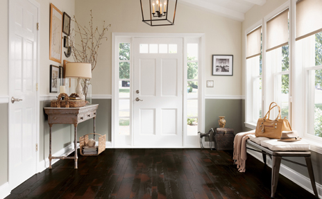 Dark Hardwood Floors in Entryway of House